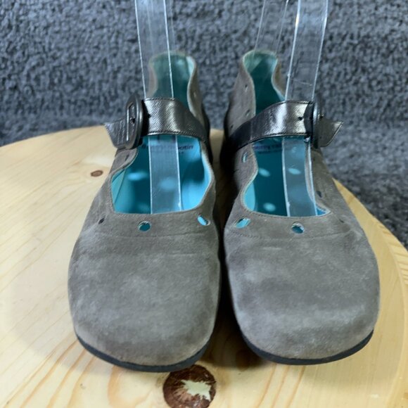 Thierry Rabotin Shoes Womens Size 6.5 Gray Suede Buckle Mary Jane Made in Italy - Picture 2 of 8